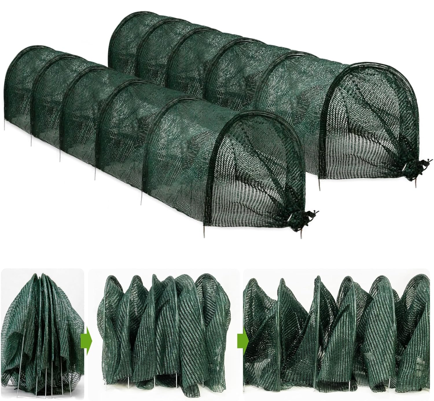 Lot de 2 filets de protection 2 en 1 pour serre contre la chaleur du soleil, tunnel de jardin, canal de plantation, filet anti-insectes, 300 x 45 cm - 2