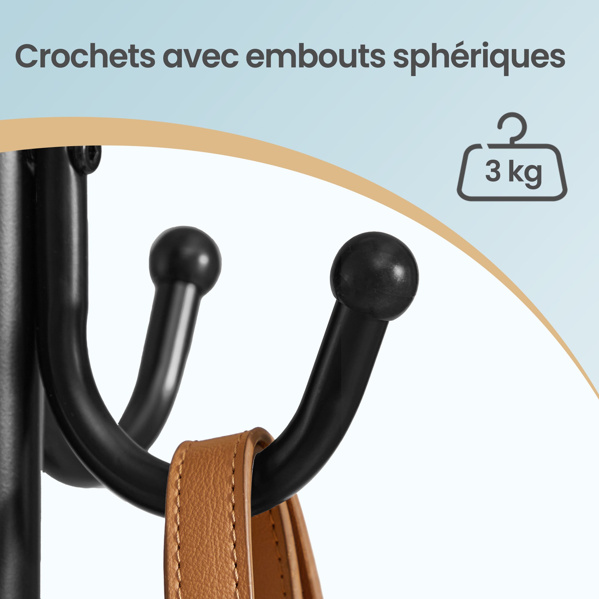 Portemanteau en Métal, avec Crochets, pour Salon, Entrée, Chambre, Noir - 3