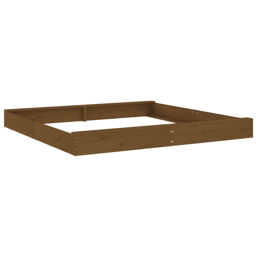 Bac à Sable Larry 8 Carrés Coemo En Bois Marron 125x125x20 Cm Avec Bâche Bleue Et Tapis De Sol - Idéal Jardin Et Terrasse