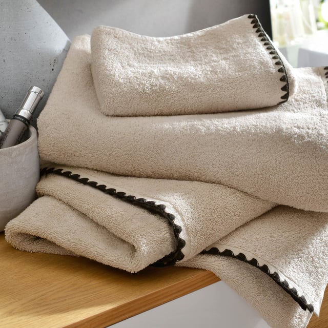 Lot de 2 serviettes invité JAZZY 30x50 beige en coton