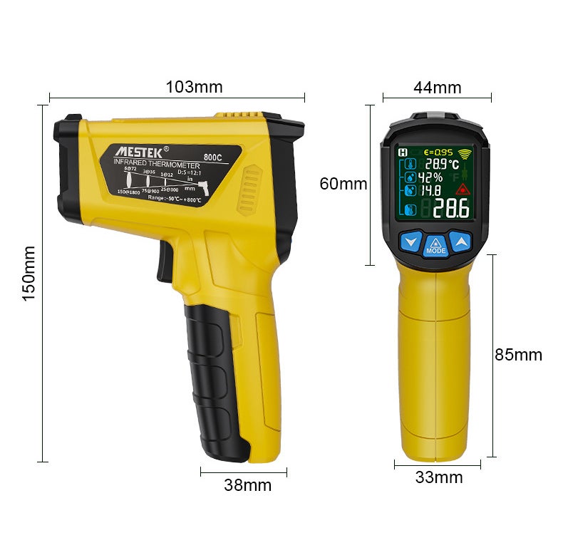 Thermomètre industriel de haute précision, thermomètre infrarouge laser, sonde de température infrarouge portable, LCD sans contact 800 ℃ - 2