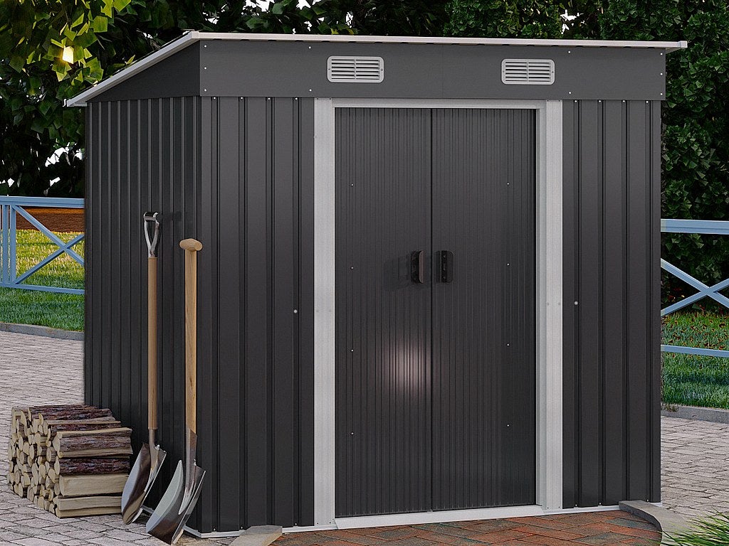 Wiata ogrodowa ze stali galwanizowanej w kolorze szarym 2,3 m² - MANSO