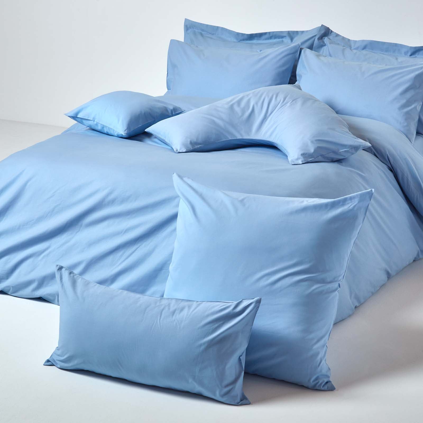Homescapes Taie d’oreiller spécial oreiller cervical en coton égyptien 200 fils Forme V bleu - 5