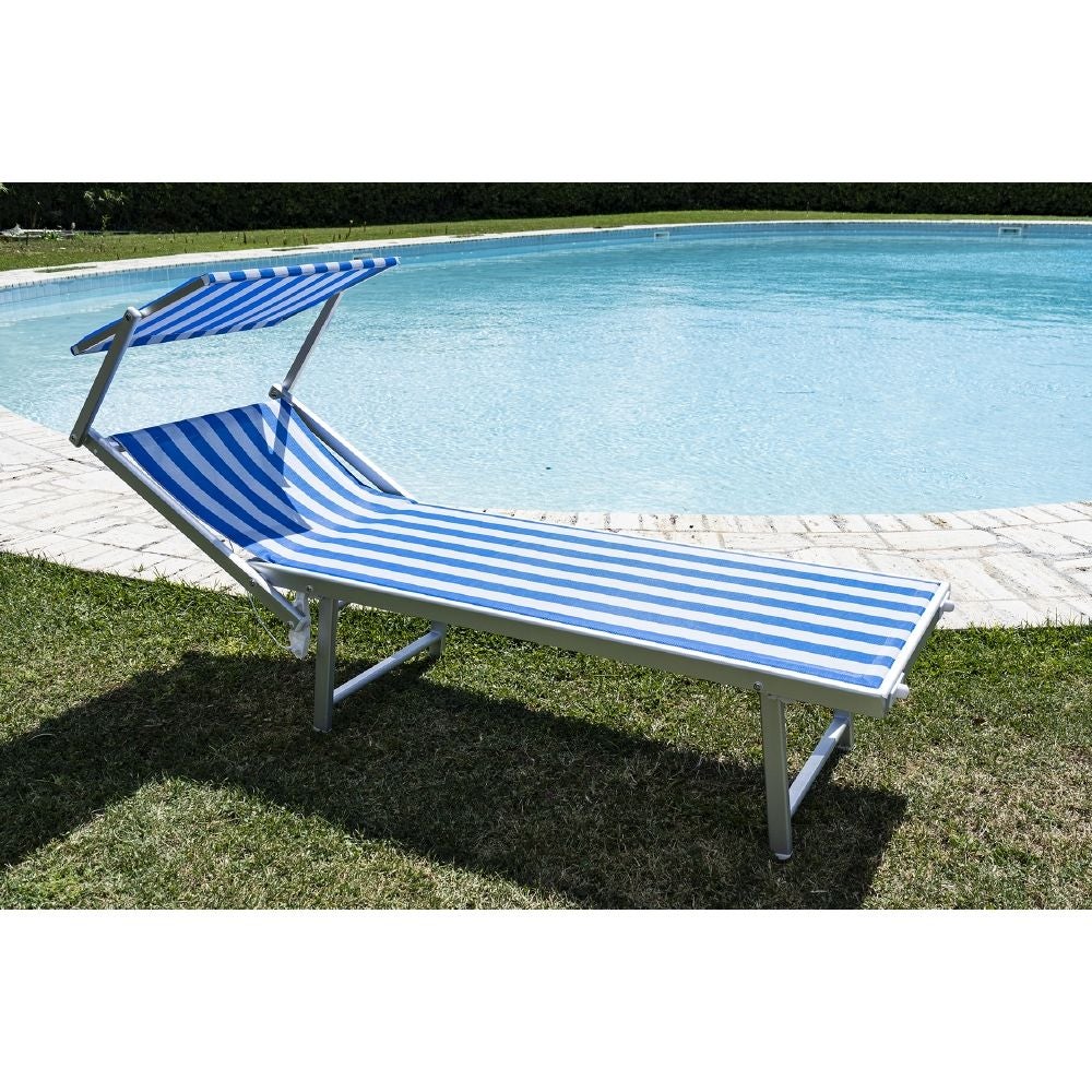 Parasole Spiaggia Set Di Lettini Prendisole Pieghevoli Schienale