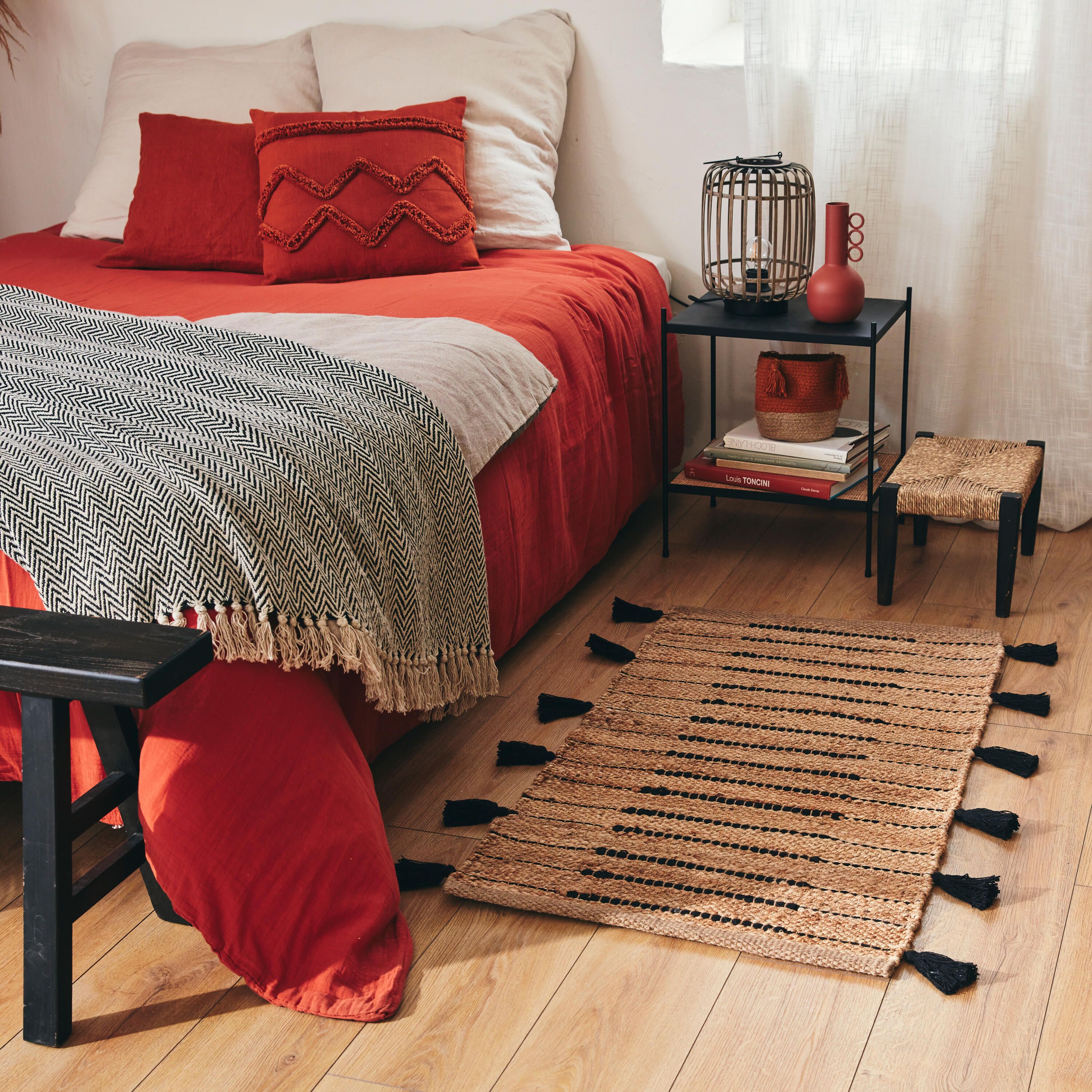 INSPIRE - Tapis ethnique en jute naturel tressé JIMMA - 60 x 110 cm - Beige et noir - 4