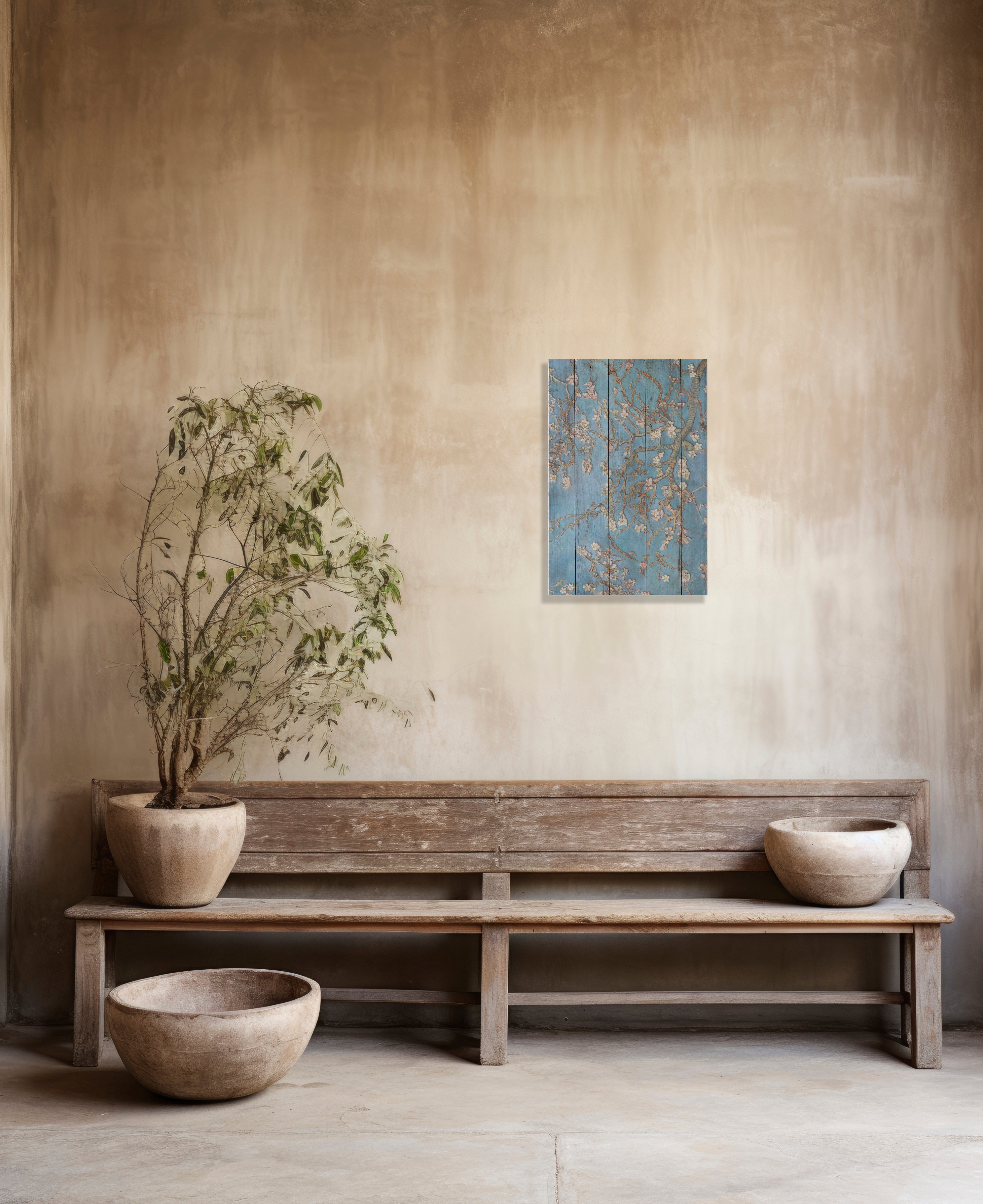 Panneau décoratif en bois 60x40 Amandier bleu - 2