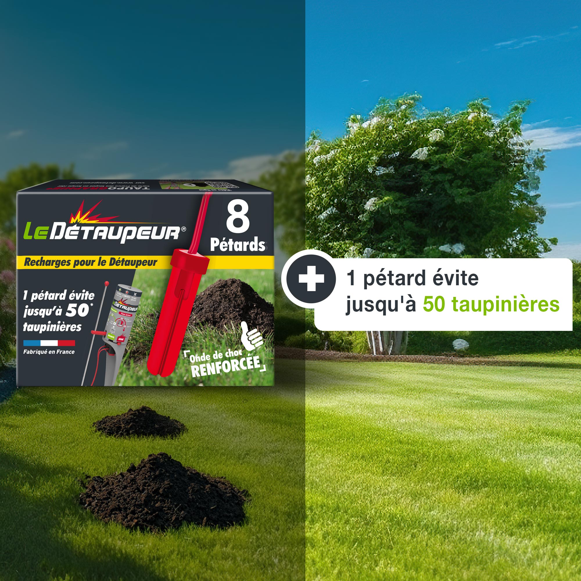 2 Recharges Pièges Anti Taupes et Rats Taupiers - 2 recharges de 8 pétards - Utilisables sous la Pluie et en Toute Sécurité - Système Exclusif - - 4