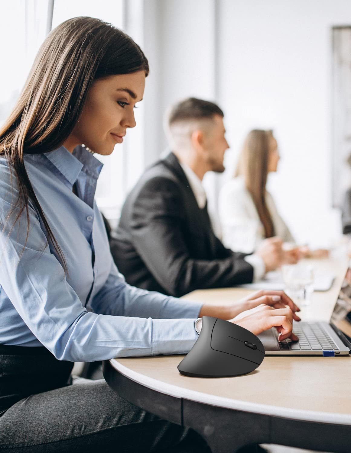 Mouse verticale wireless 2.4G, mouse ergonomico silenzioso regolabile a tre DPI, mouse ottico con spie luminose per laptop, desktop, PC, MacBook (ner - 3