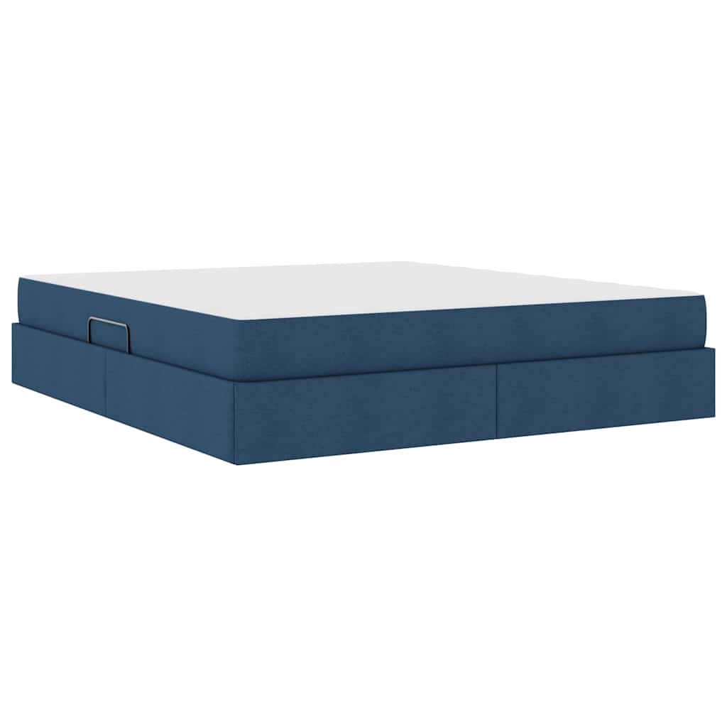 Lit avec rangement et matelas en polyester bleu pour la chambre, 180 × 200 cm - 5