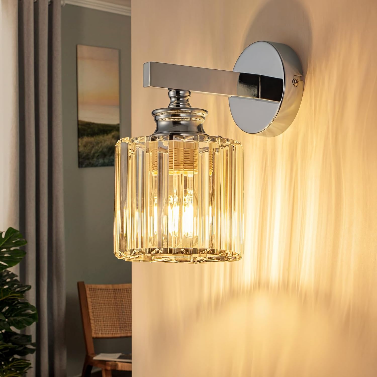 Lampă de perete modernă din cristal NETTLIFE, lampă de noptieră E27 pentru dormitor, sufragerie, scară, iluminare interioară cu 1 lumină (fără bec)