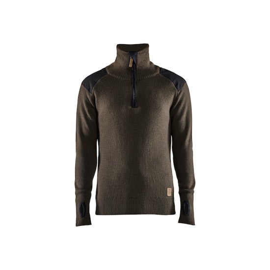 Sweat col camionneur en laine Gris-Foncé/Noir S 463010719899