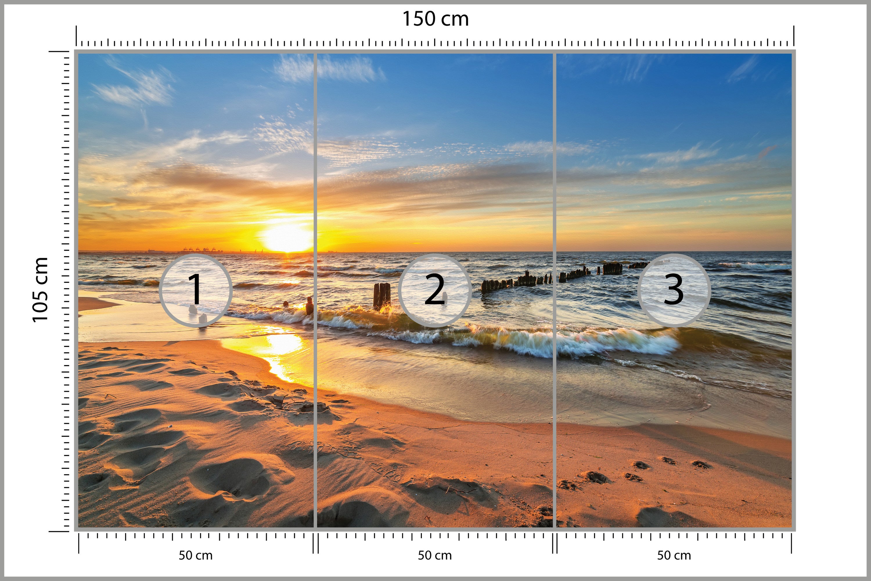 FOTOTAPETA DO SALONU ZACHÓD SŁOŃCA NAD MORZEM KRAJOBRAZ NATURA 3D 150x105