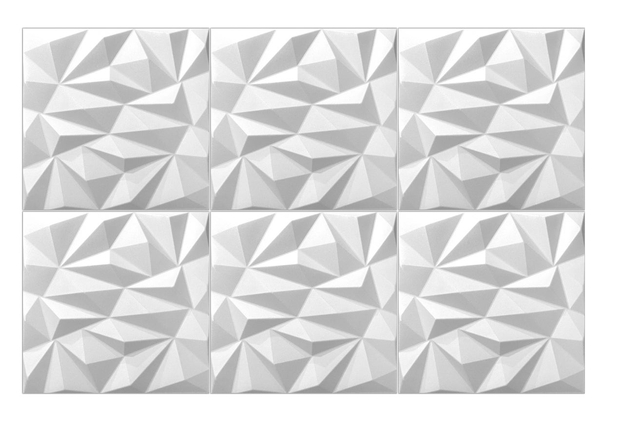 24x/ 6m² Panneaux muraux 3D décors revêtement mural panneaux de plafond POLYSTYRENE MATERIAL STYROPOR-TYPE 3mm force ZIRKON Blanc - 4