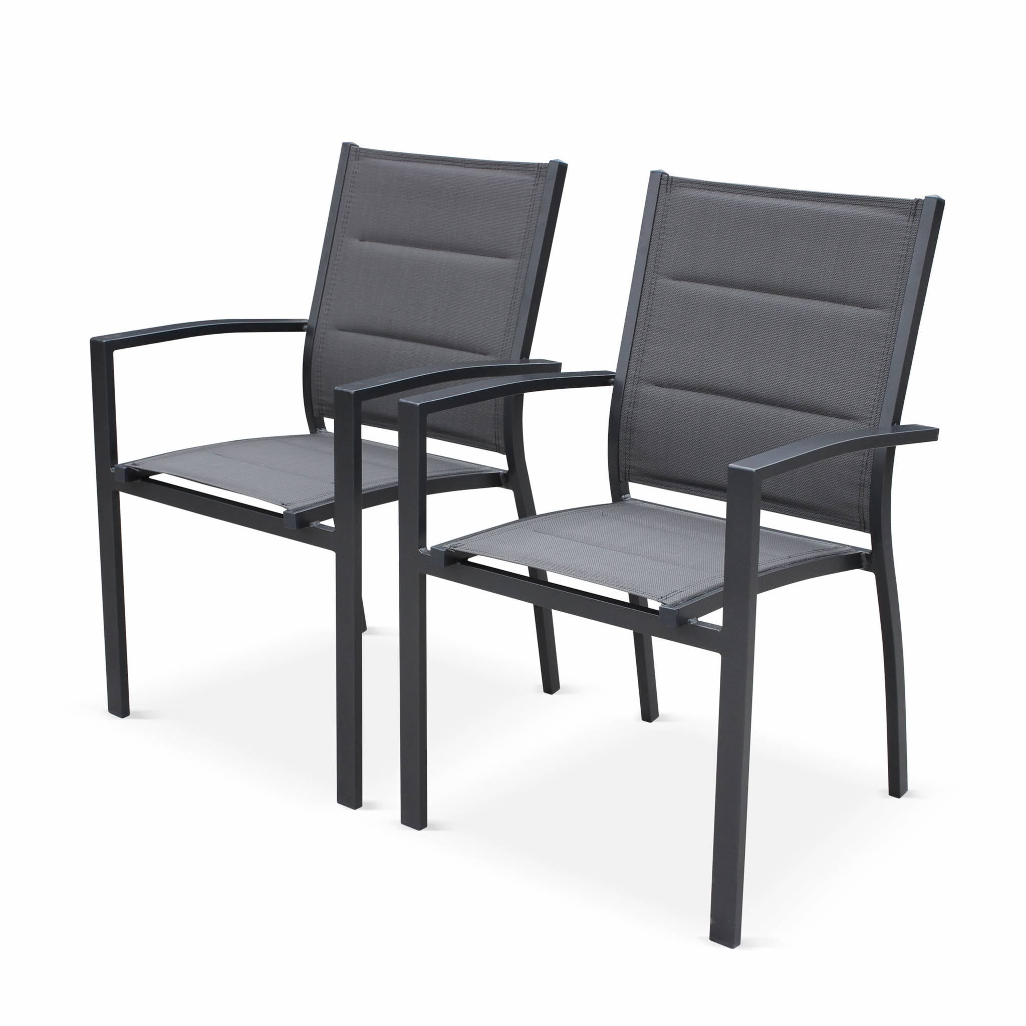 Table de jardin extensible aluminium + 8 assises - Chicago Anthracite/Gris taupe - Table en aluminium 175/245cm avec rallonge et 8 assises en - 5