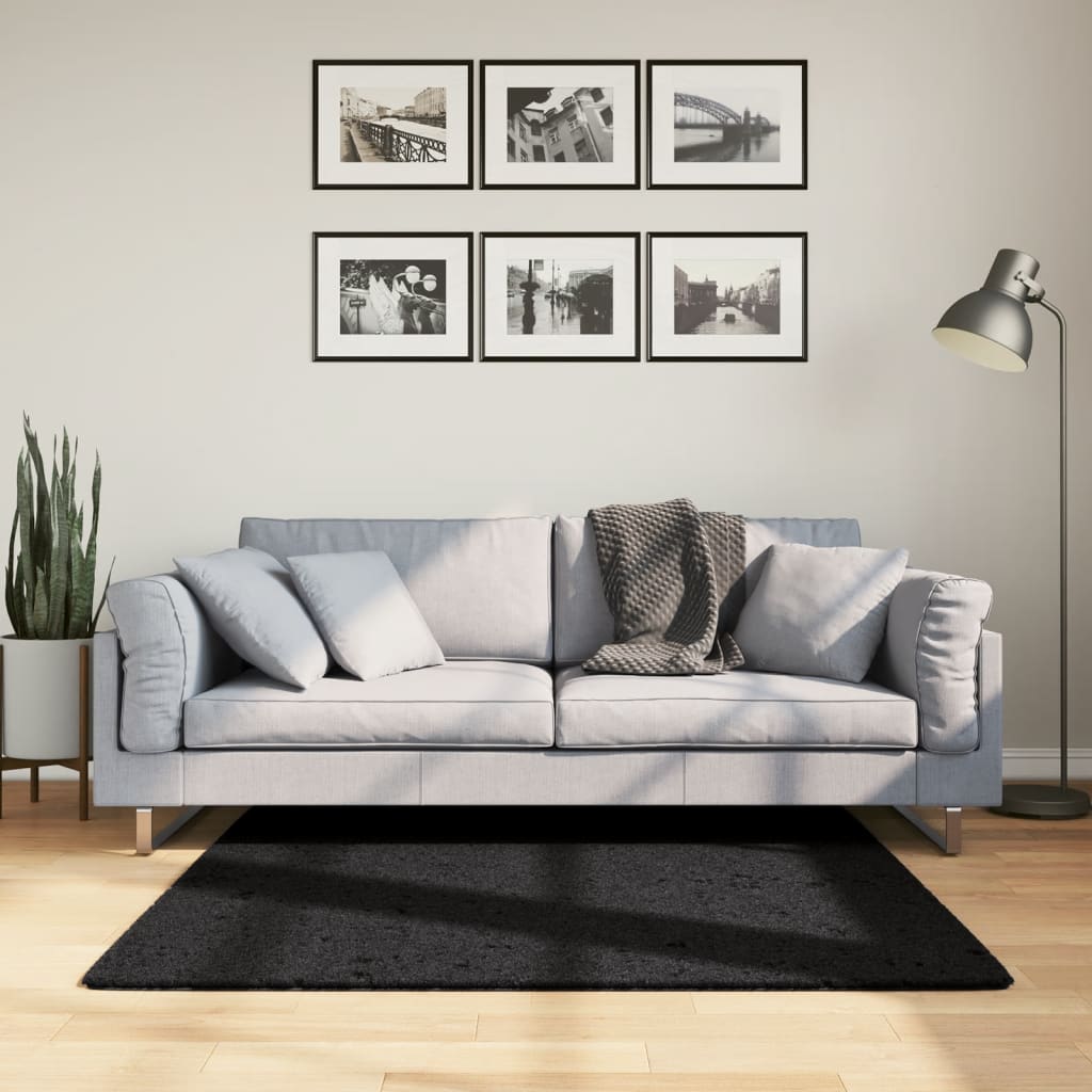 Dywan OVIEDO z krótkim włosiem, czarny, 120x120 cm vidaXL