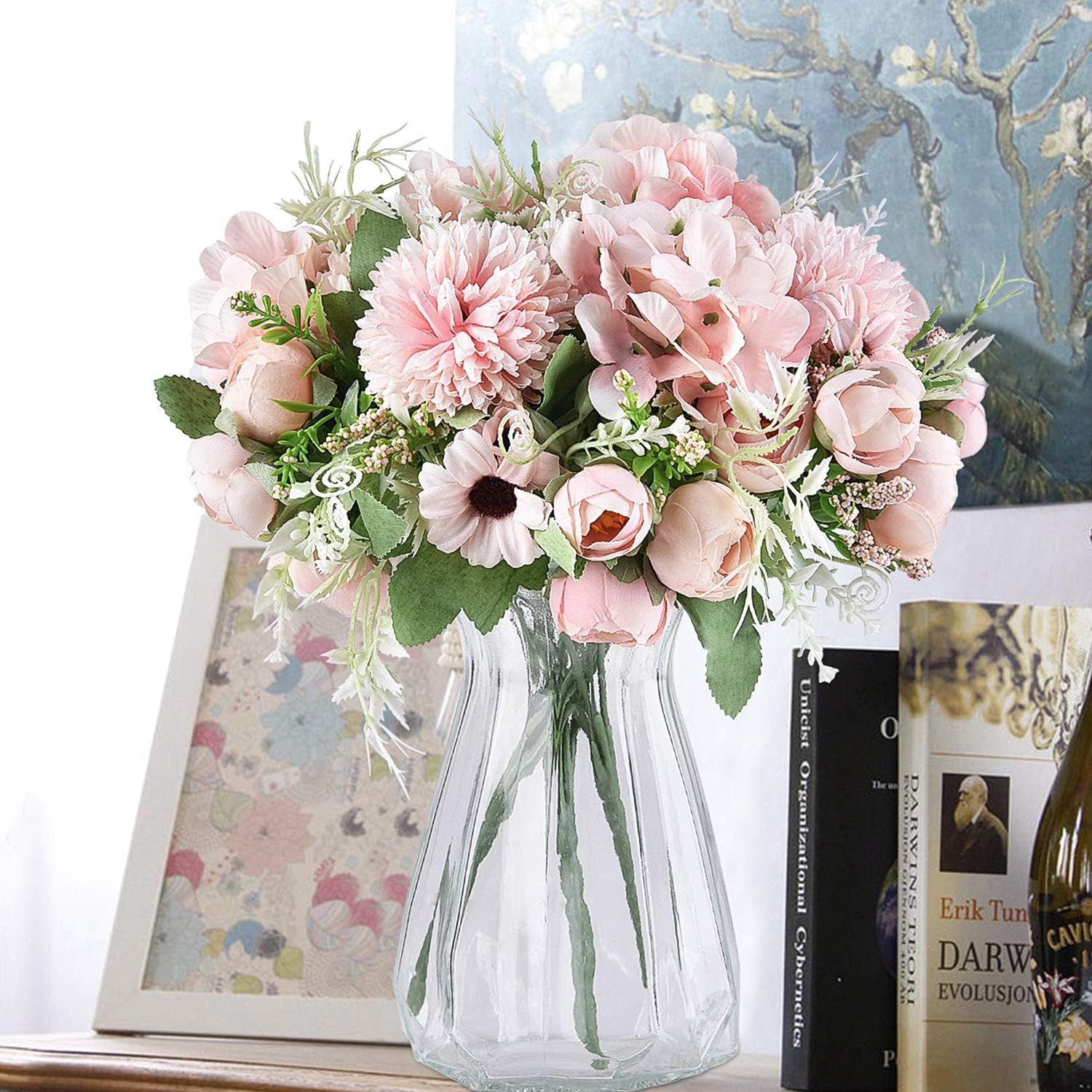 4 Bouquets Pivoines Artificielles En Soie - Décoration Mariage, Maison, Fête, Centre De Table Romantique
