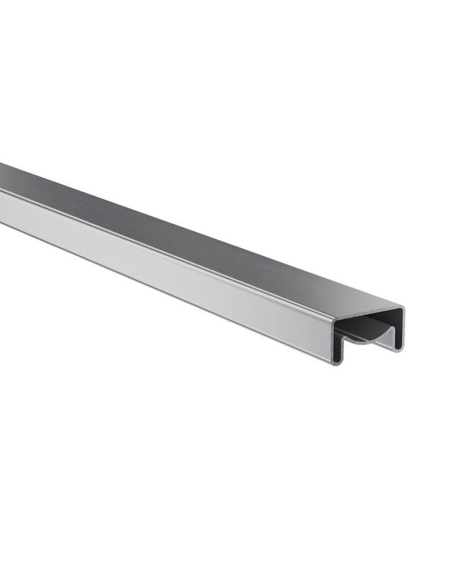 Main Courante Carrée Aluminium Inox Brillant 50x27 Mm L Gris 200 Cm