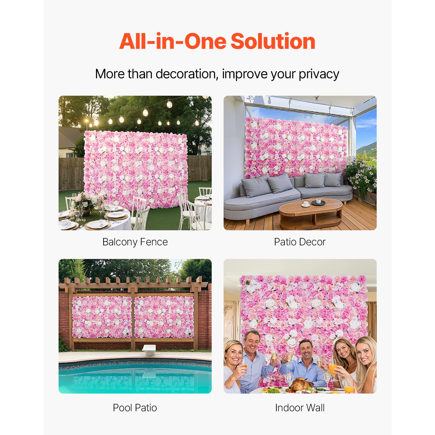 Panneau mural floral SucceBuy 3D,12 pièces 38 x 38 cm,motif floral artificiel,design sans couture,installation facile pour mariage,maison,rose - 7