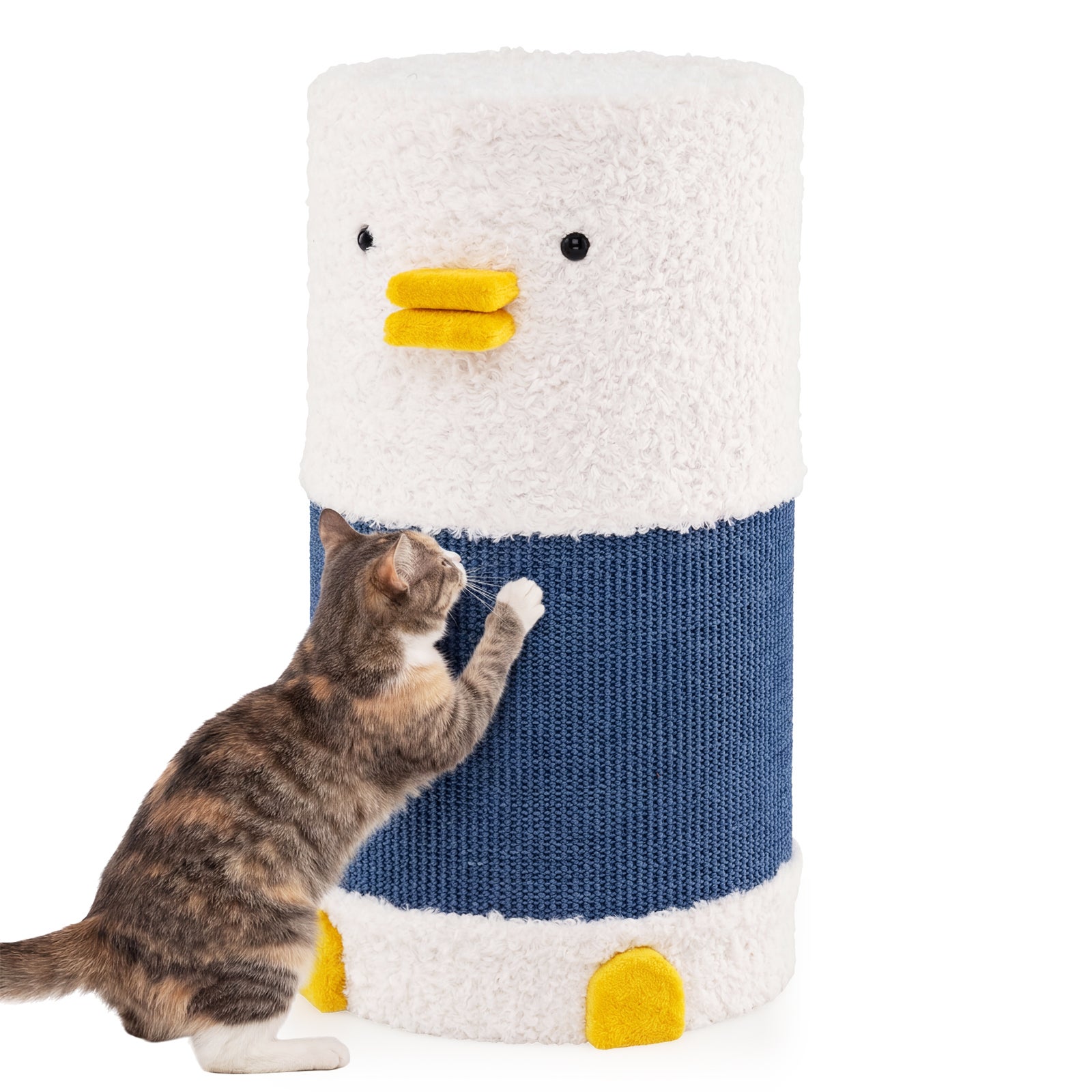 Stâlp de zgâriat pentru pisici cu 2 niveluri, covor zgâriat sisal, stâlp zgâriat design deosebit, turn pisoi elemente în formă rață, 35 x 35 x 66 cm