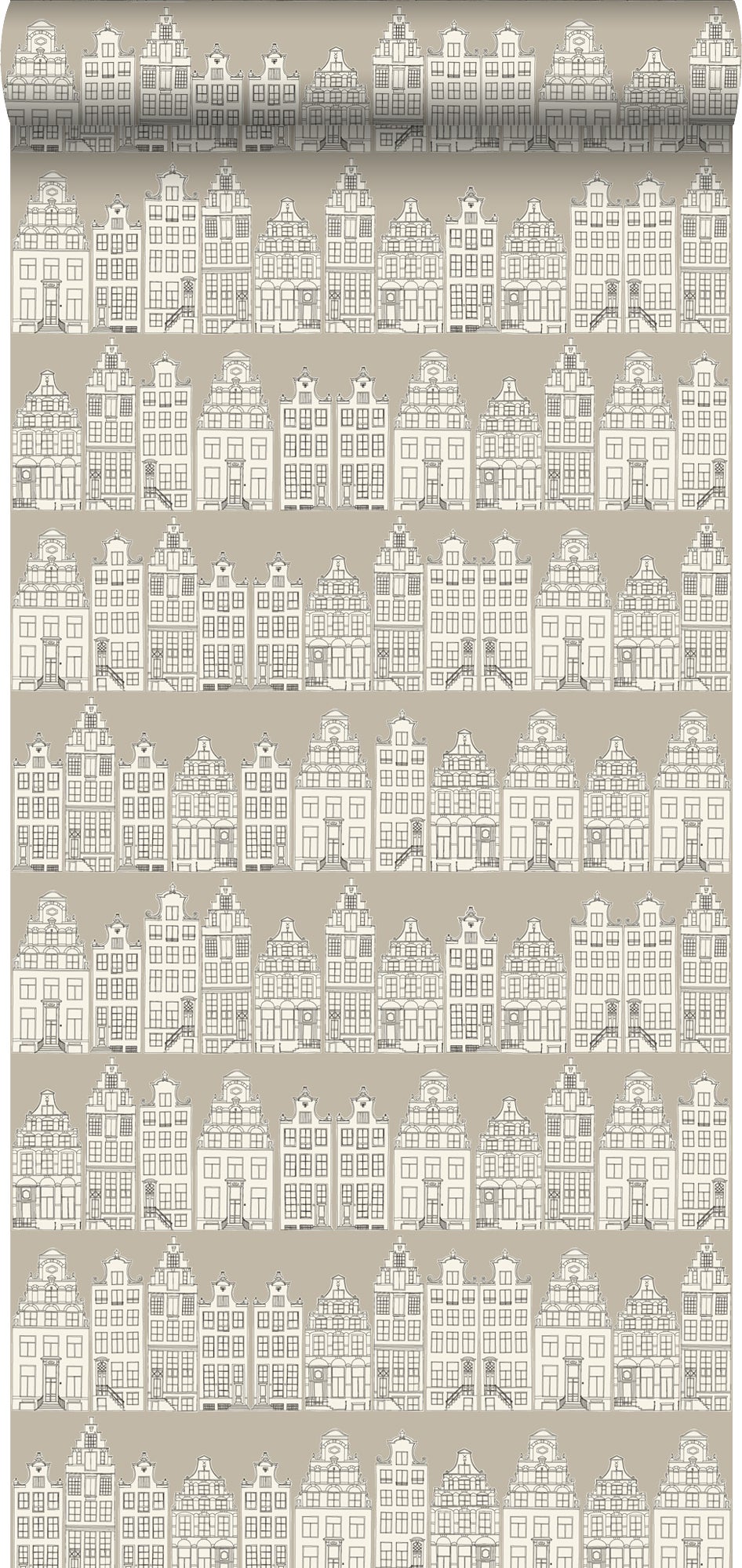 Tapeta Amsterdamskie domy beżowym - 53 cm x 10.05 m - ESTAHOME
