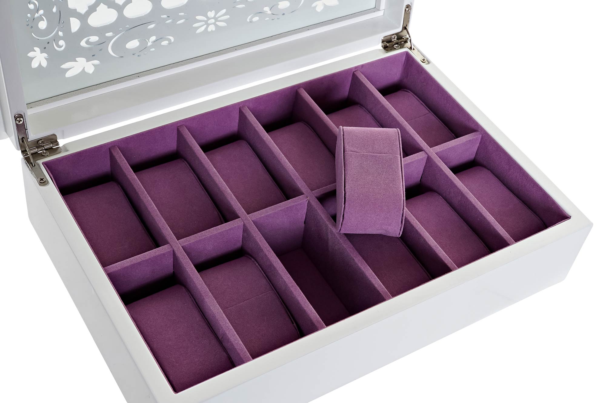 Scatola-Portagioie DKD Home Decor Orologi 29 x 20 x 9,5 cm Cristallo Lilla Bianco Legno MDF - 4