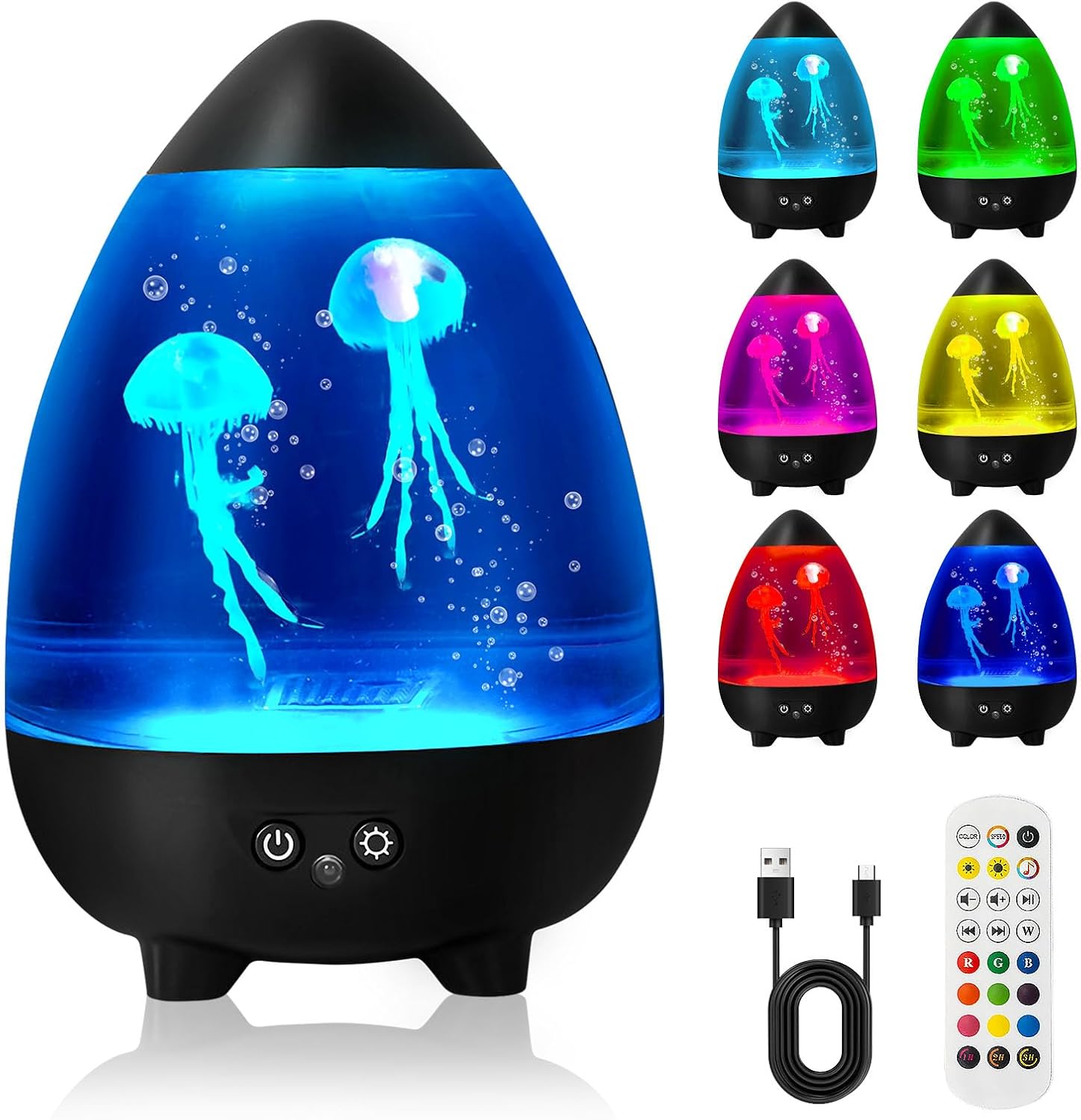 Lampa Lawa LED Meduzy – 7 Kolorów, Pilot, USB, Efekt Relaksujący do Biura, Sypialni, Prezent