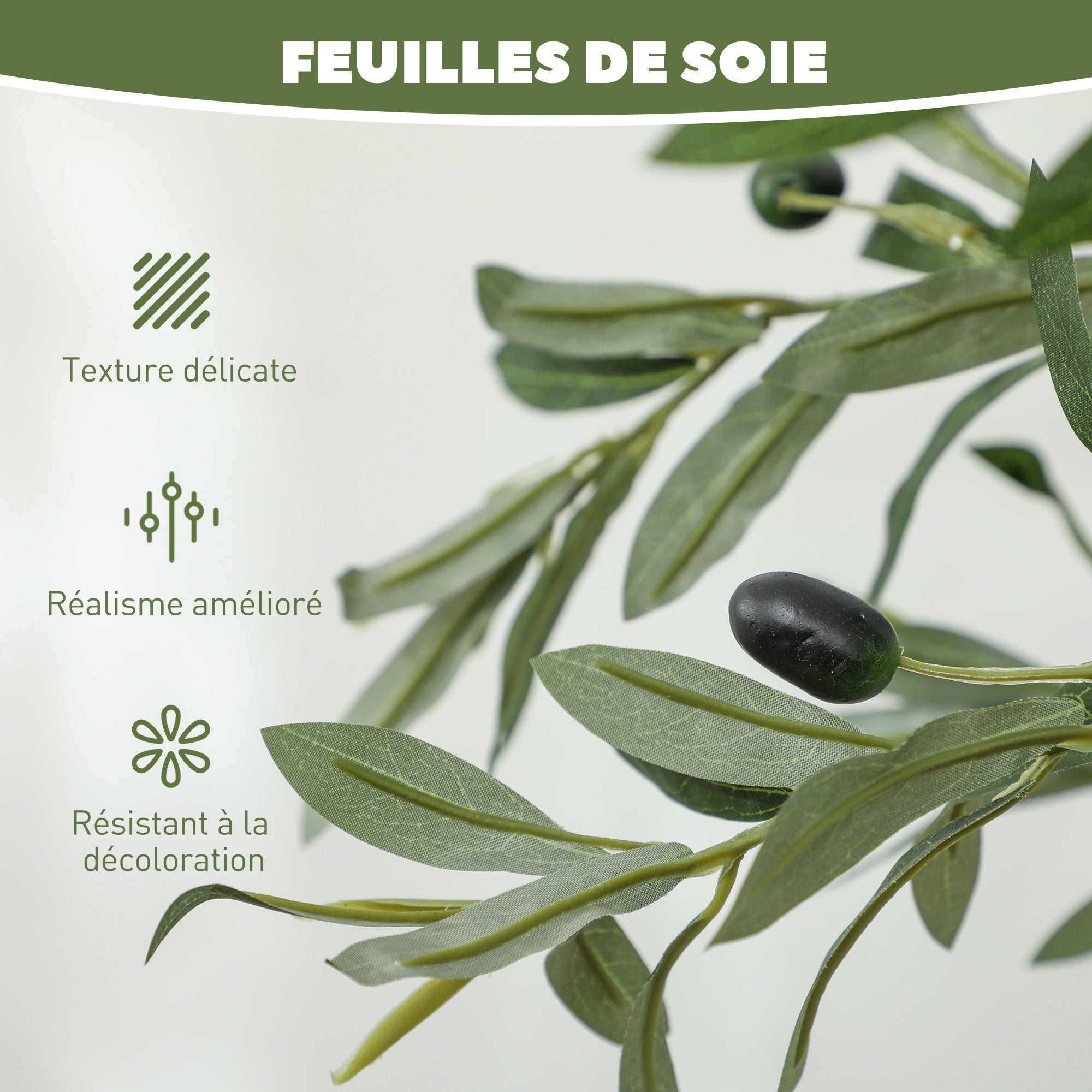 Olivier artificiel 150 cm plante artificielle intérieur, fausse plante décoration pour maison, bureau, salon, chambre - 7