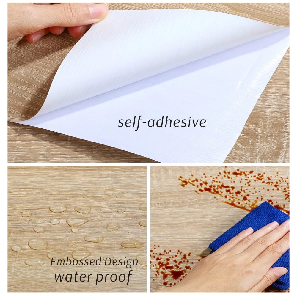 10 Grain de bois autocollant bricolage auto-adhésif imperméable papiers peints meubles garde-robe rénovation décor à la maison papier peint, 40cm x1m - 6