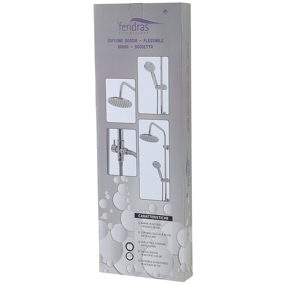 Colonne de douche chromée H 105 cm avec inverseur design rond - 4