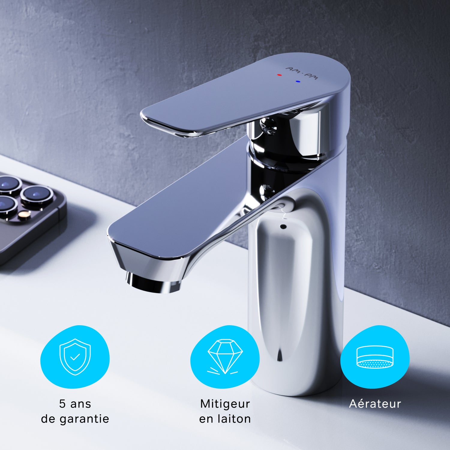 Bateria umywalkowa Bateria umywalkowa Chrom, Hit rozmiar M, FTA02200 AM.PM