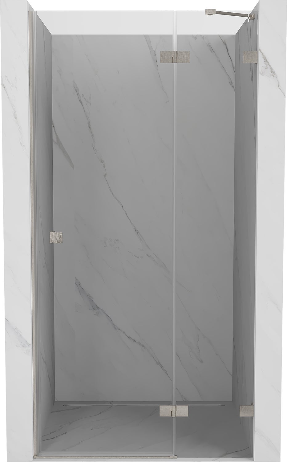 Mexen Lunar drzwi prysznicowe uchylne prawe 125 cm, transparent, nikiel szczotkowany - 834-125-000-97-00-P