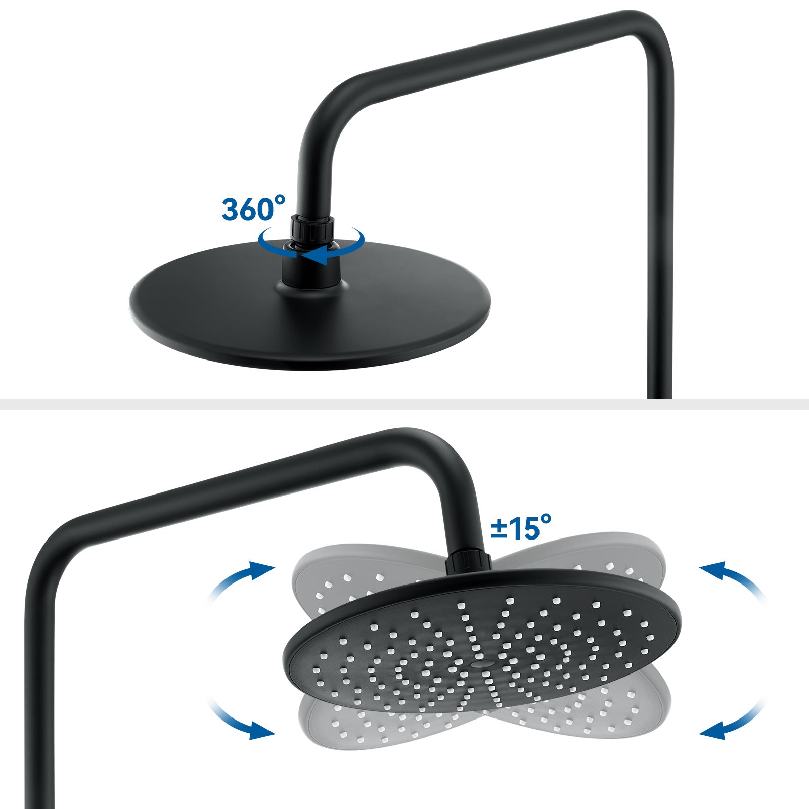 Coluna Duche Termostática Preta com Misturadora Termostática Coluna Duche 38°C,Altura Ajustável,Duche Cabeça/Chuveiro Mão com 3 Jatos - 3