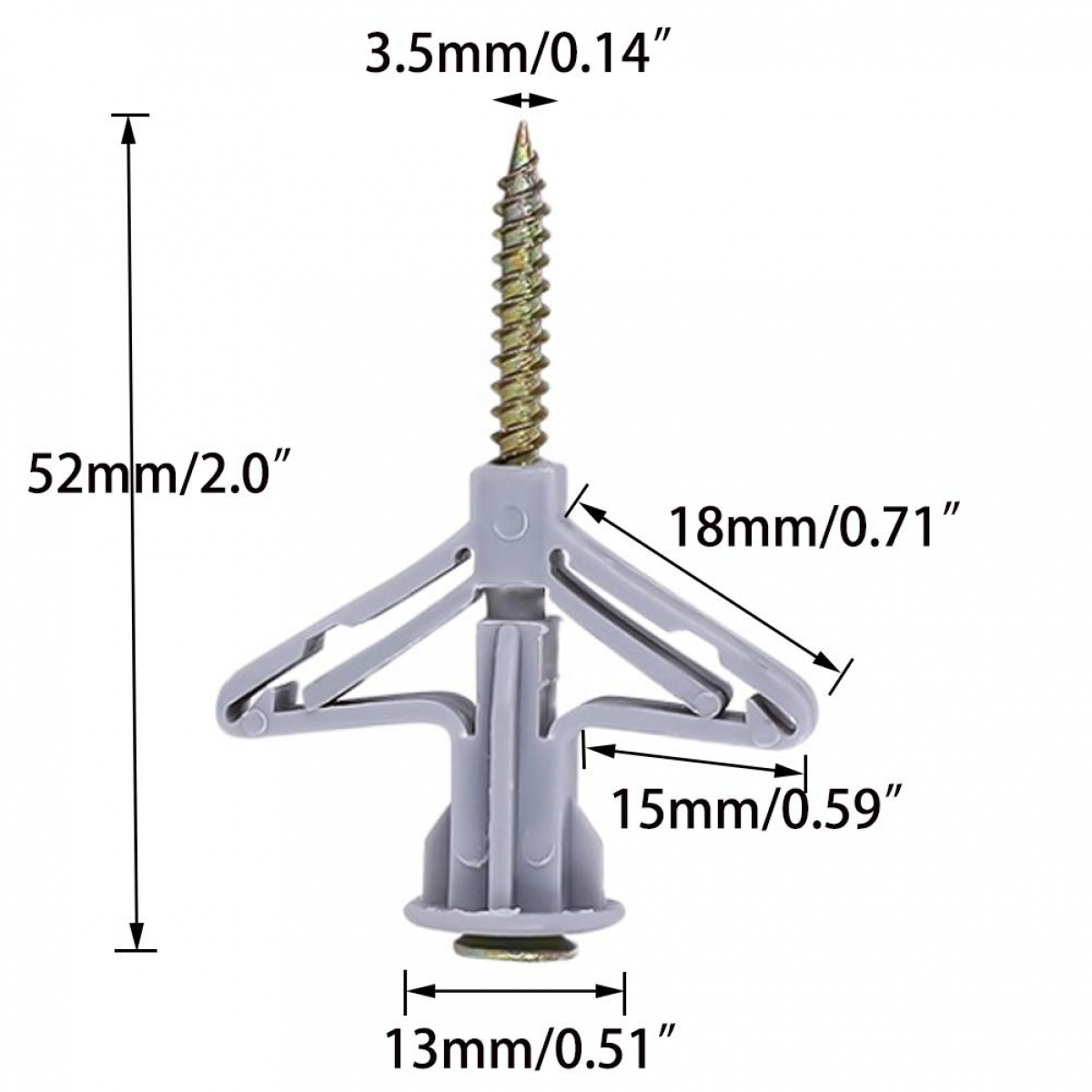Ensemble d'ancrage pour mur creux de 50 pièces, kit d'ancrage pour cloison sèche avec vis, ancrages pour mur creux auto-perceurs - 2