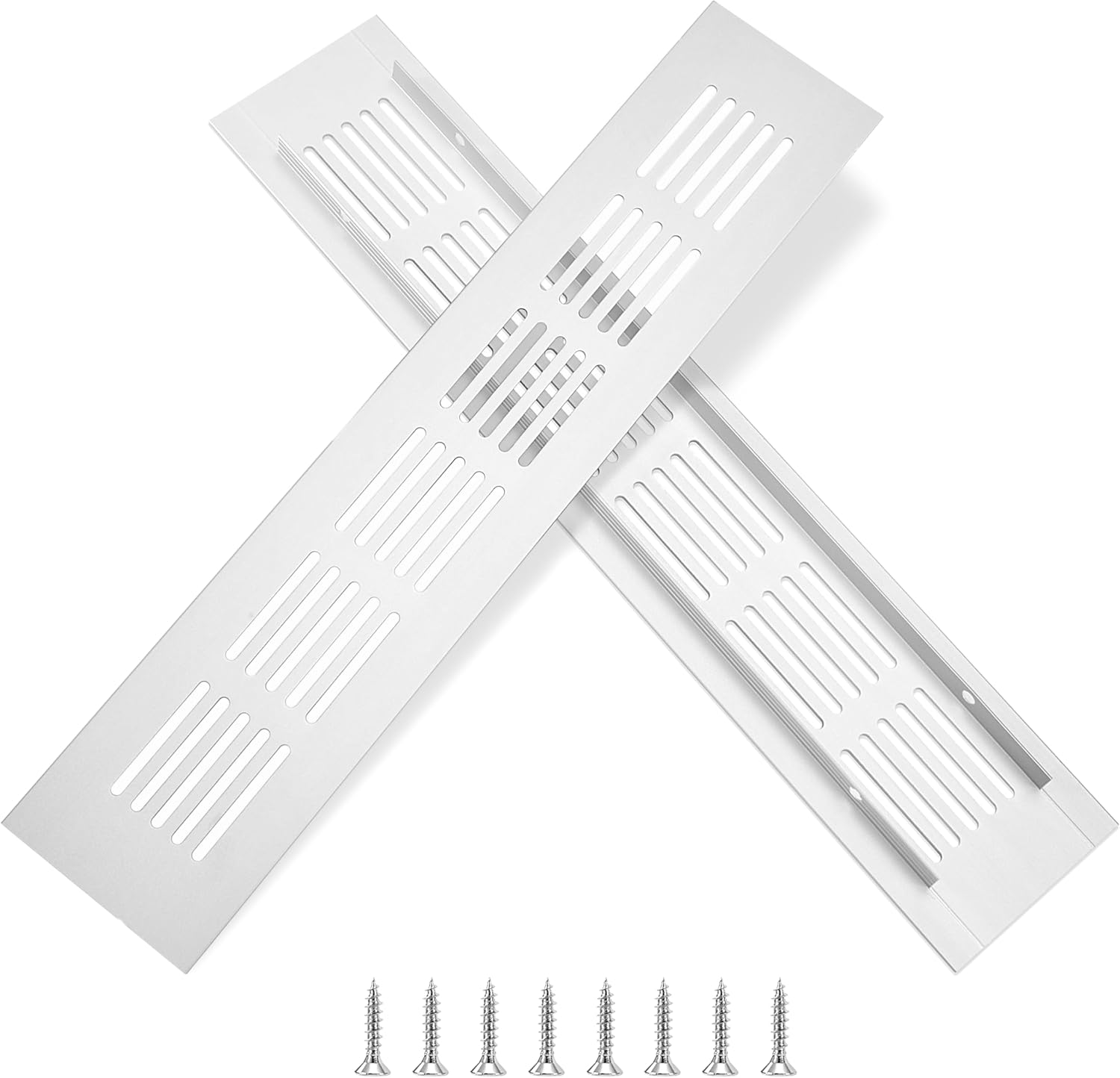 Kratka wentylacyjna aluminiowa prostokątna ze śrubami do wentylacji szaf i pomieszczeń 25x5 cm srebrna 2 szt.