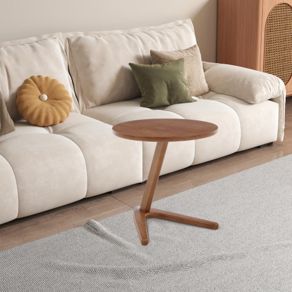 Nowoczesny okrągły stół z litego drewna, stolik boczny pod sofę, kompaktowy stolik pod telewizor, minimalistyczny i trwały design