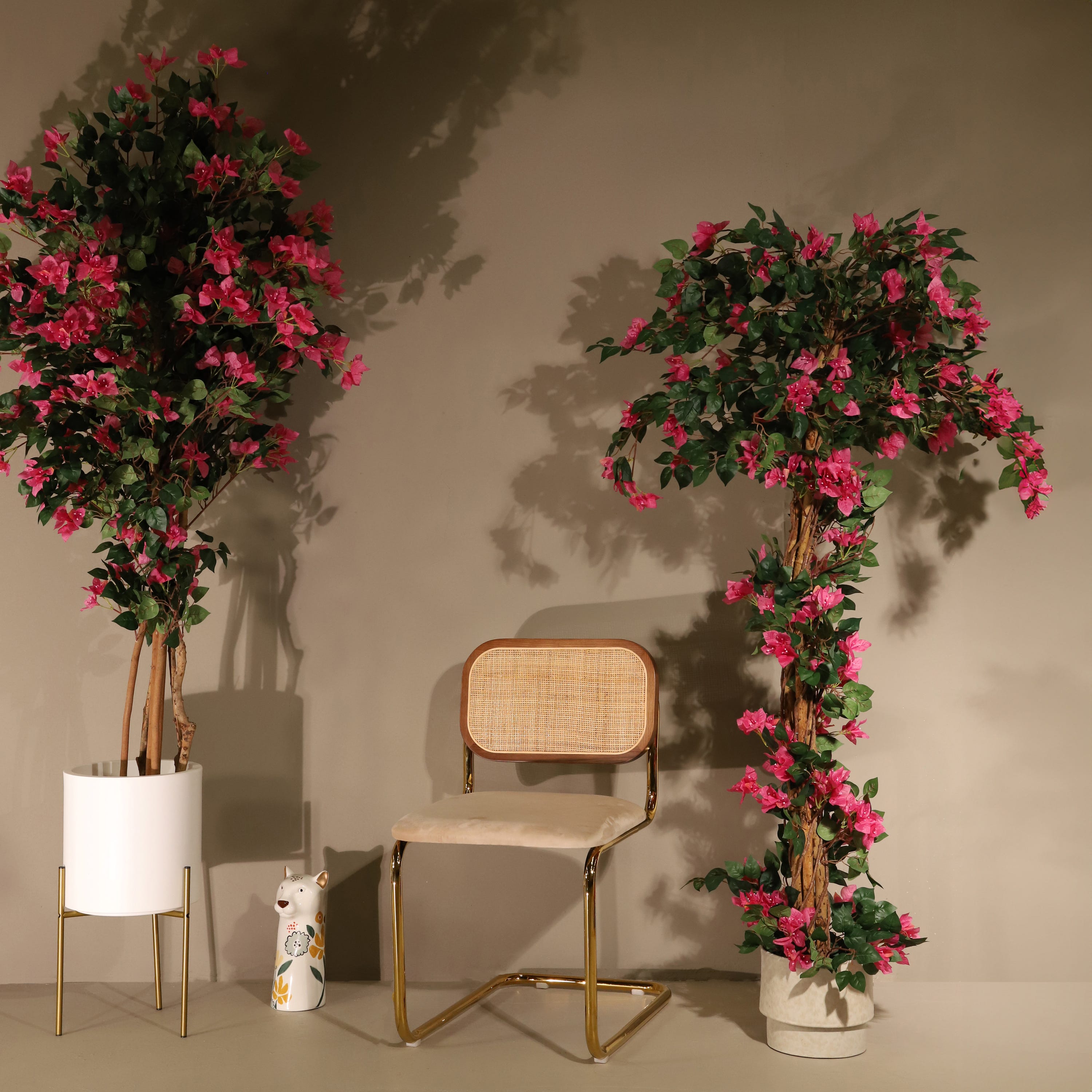 Albero Artificiale Di Begonia Rosso 130 Cm - Pianta Finta Realistica Con Vaso Bianco, Per Decorazione Interni