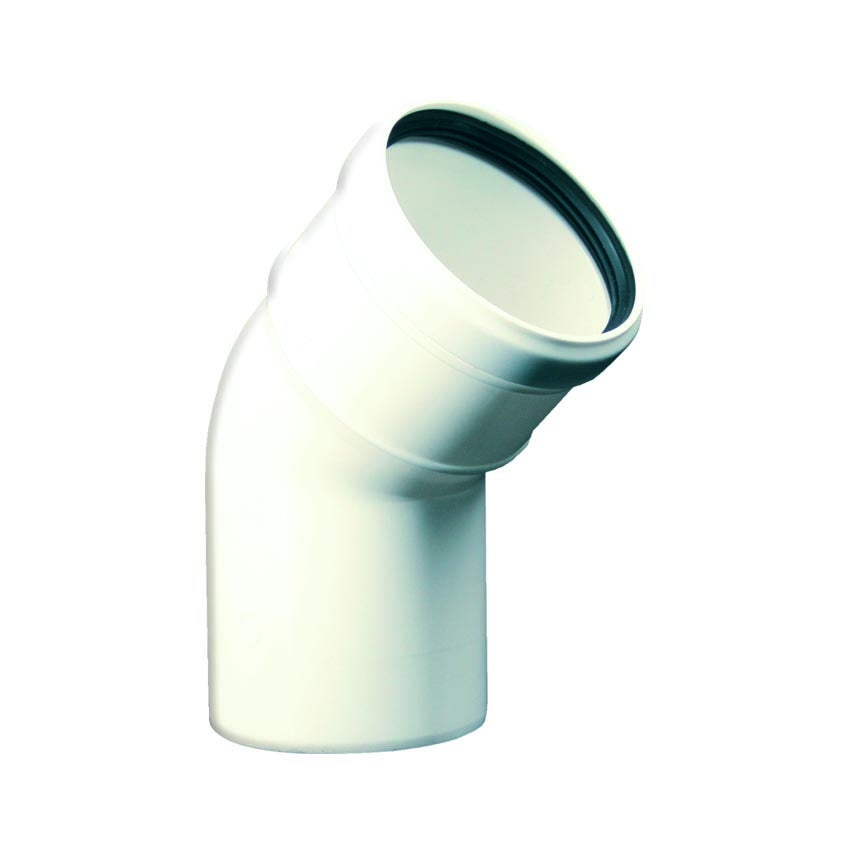 Codo de 45° MF en PPS Ø125 - Codo de polipropileno blanco con junta ...