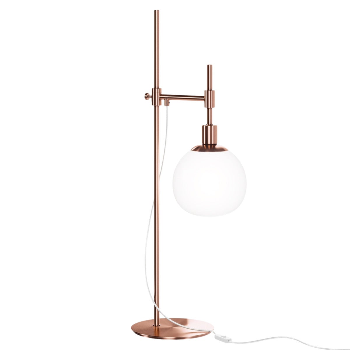 Lampa stołowa miedziana, biała kula Erich Maytoni MOD221-TL-01-G