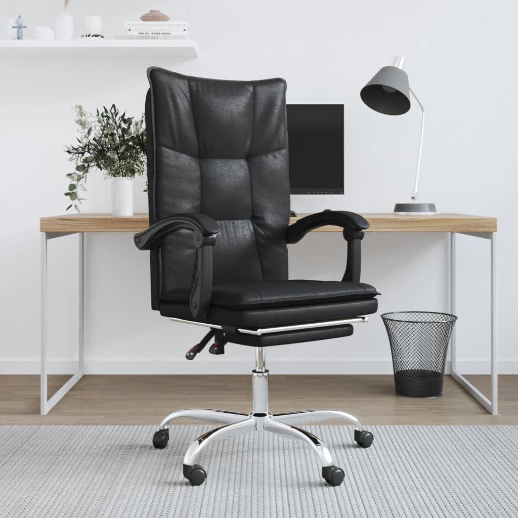 Fauteuil bureau direction, siège simili cuir basculante, hauteur réglable, pivotant 360°, accoudoirs rembourrés, roulettes BORA (noir) | Leroy Merlin
