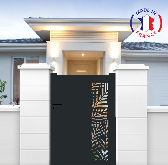 Portillon aluminium découpe laser en kit dimensions L.1000 (entre piliers) x H.1500 mm Couleurs Gris (RAL 7016) - 5