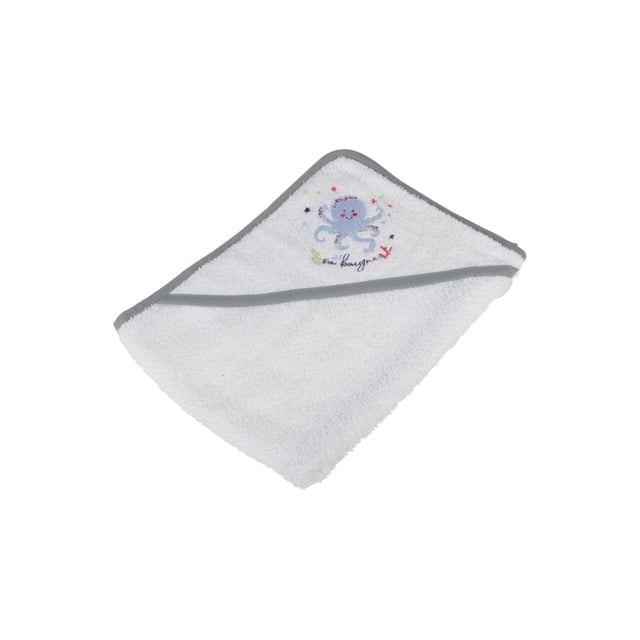 Cape de bain brodée octopus - Noir - 75x75 cm - Coton