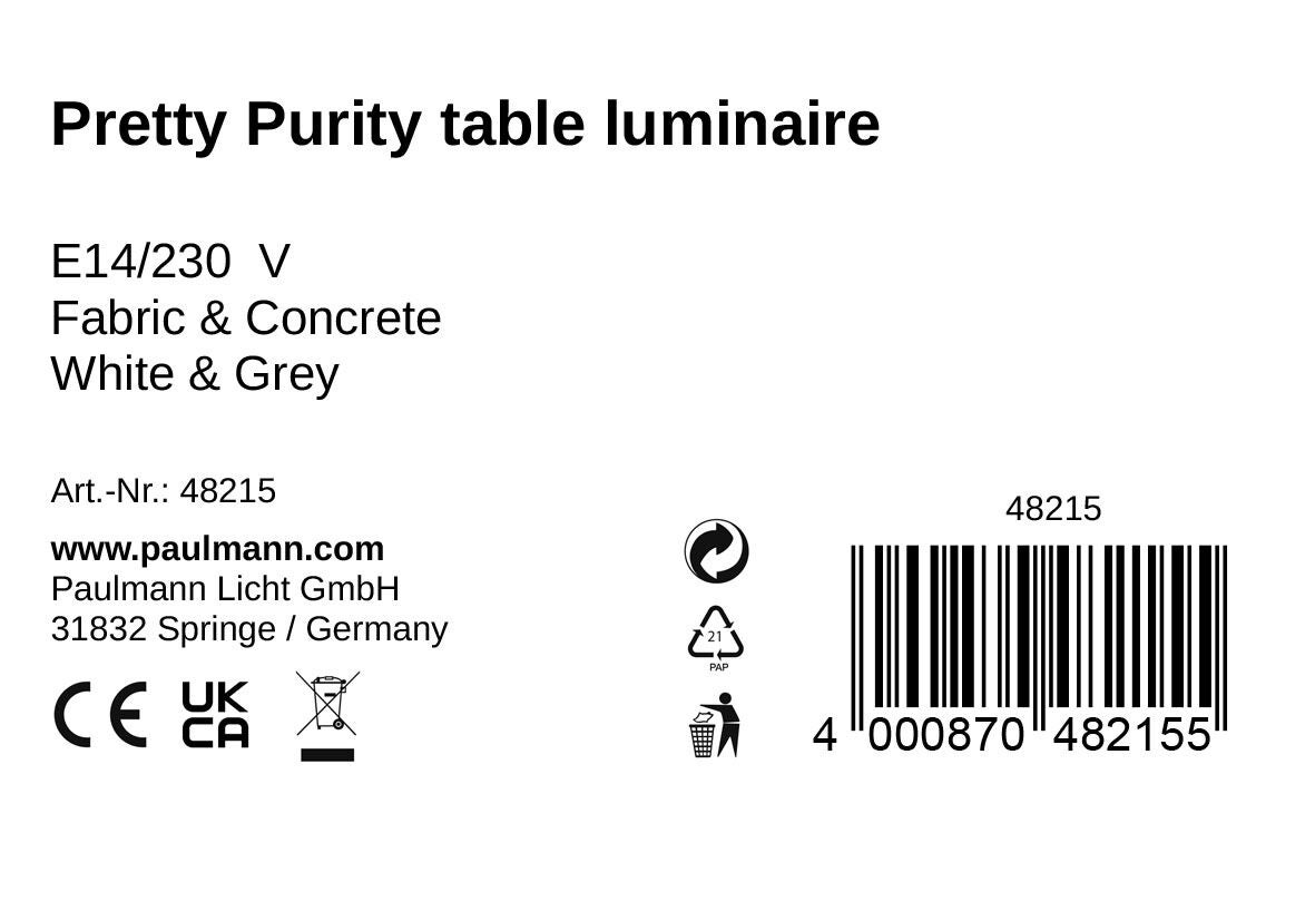 Pauleen Lampe à poser Pretty Purity E14 max. 20W Blanc#Gris - 6