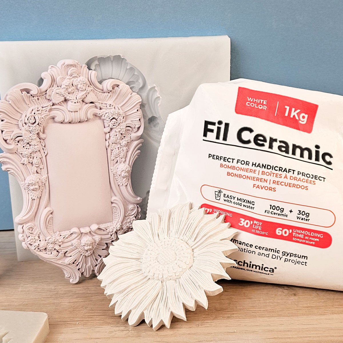 Polvere di Gesso atossica da Colare, Asciuga all’Aria, Gesso Ceramico Inodore, per Uso Hobbistico e Progetti Creativi, Bianco, Fai da Te (1 kg) - 6