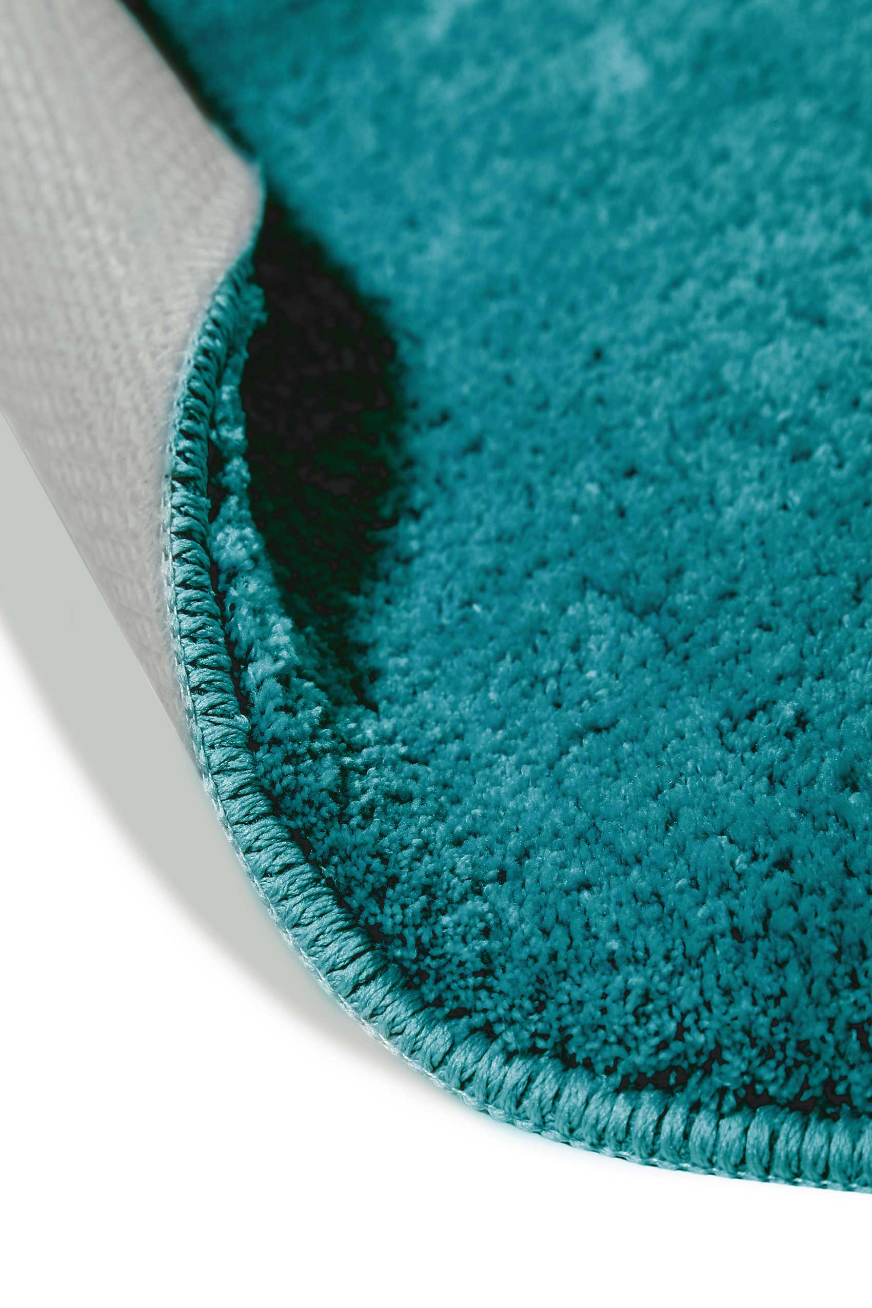 Tapis de bain rond 90 rd. doux turquoise uni JORIS - 4