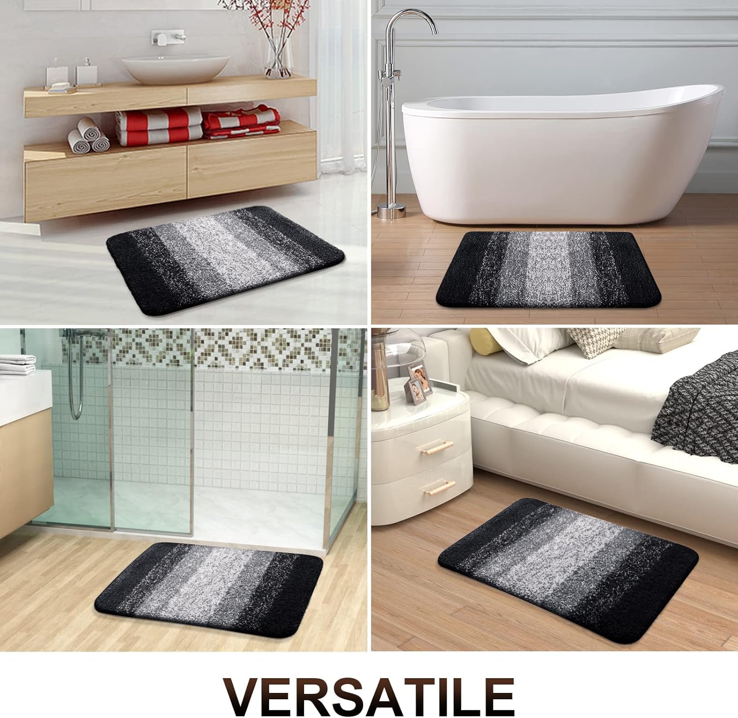 Tapis de bain antidérapant 40 x 60 cm, tapis de douche absorbant pour douche, bain, WC, bleu - 4
