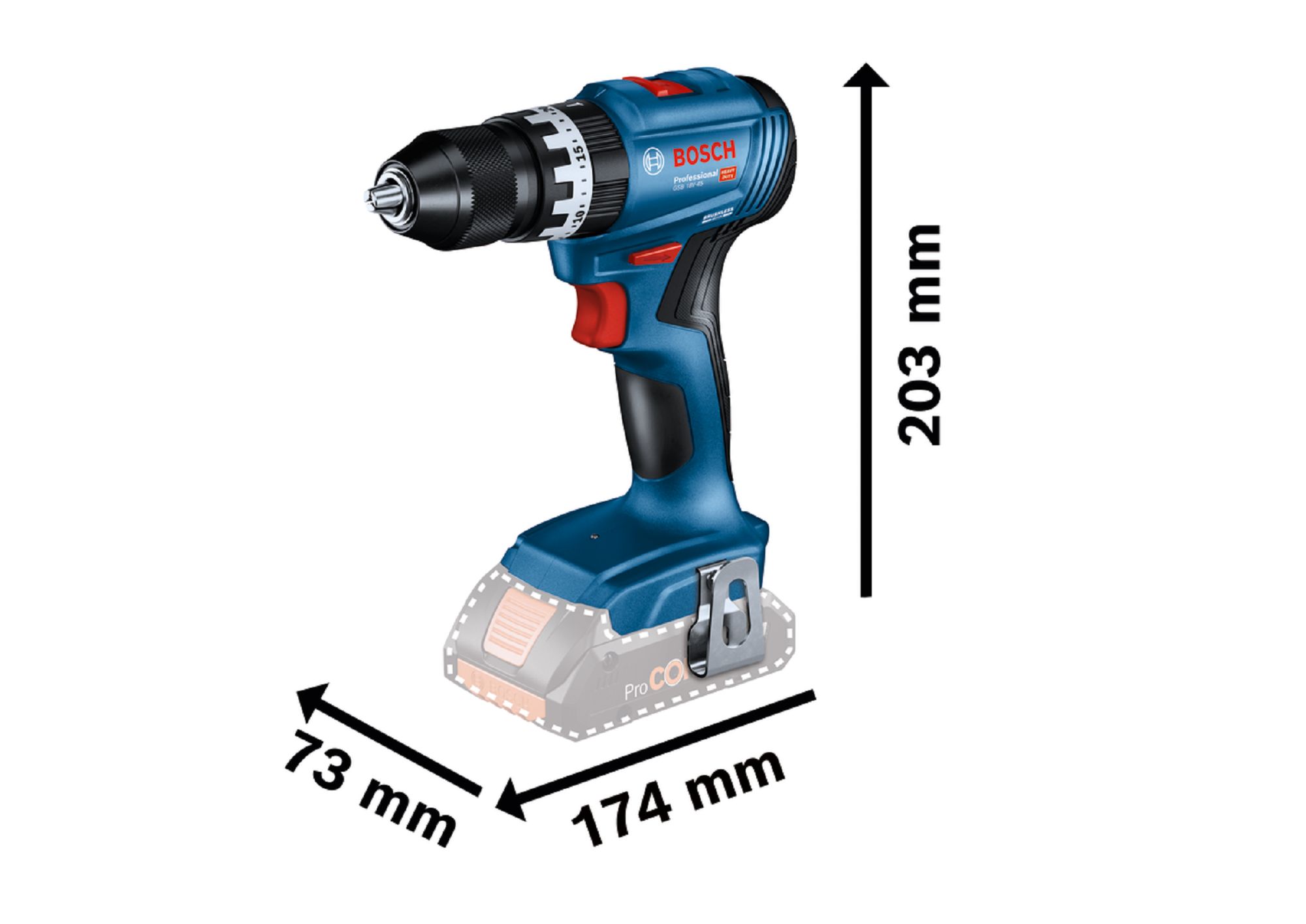 Wiertarko-wkrętarka udarowa BOSCH PROF GSB 18V-45 18 V 2 aku. 1x 2.0Ah, 1x 4.0Ah + akcesoria - 2