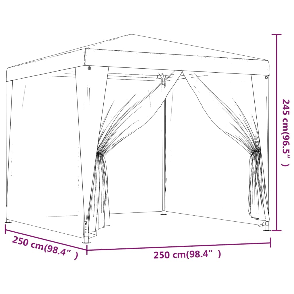 vidaXL Carpa para fiestas 4 paredes malla HDPE gris antracita 2,5x2,5m - 3