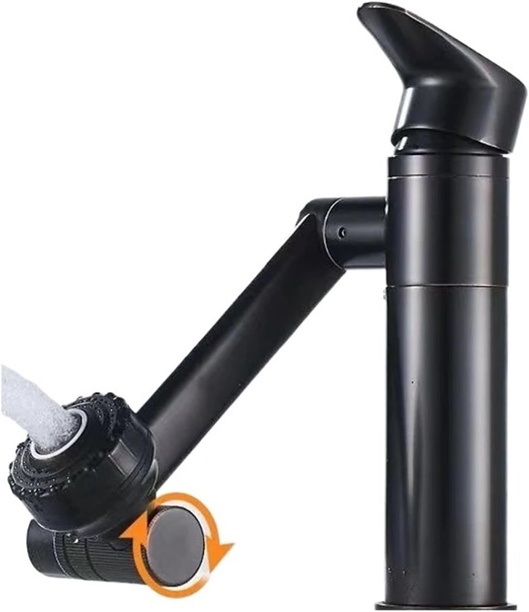 Mitigeur Lavabo Noir Mat En Acier Inoxydable – Robinet Salle De Bain Moderne Eau Chaude/Froide Avec 2 Flexibles Inclus