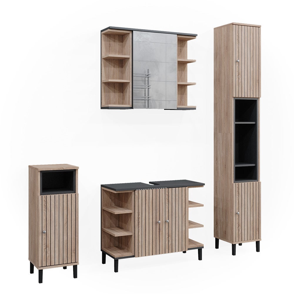 Vicco Zestaw mebli łazienkowych Aquis, Sonoma, 4 części