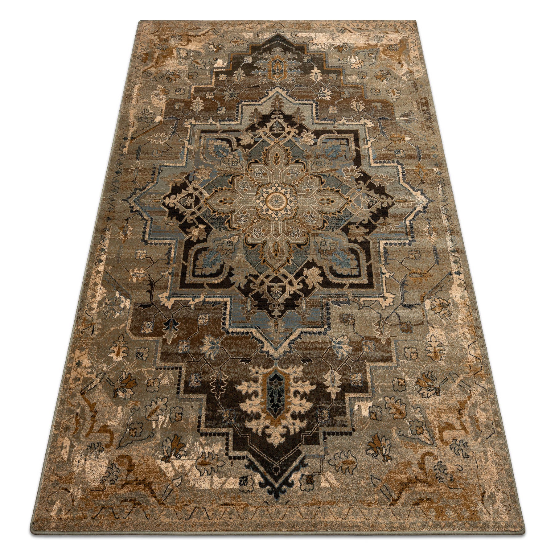 Dywan wełniany OMEGA ABBAS Rozeta vintage koniak beż 200x300 cm